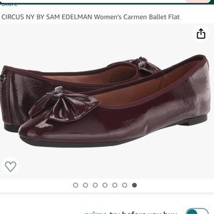 Circus NY x Sam Edelman ‘Carmen’ Black Gloss Flats In burgundy patent  10M